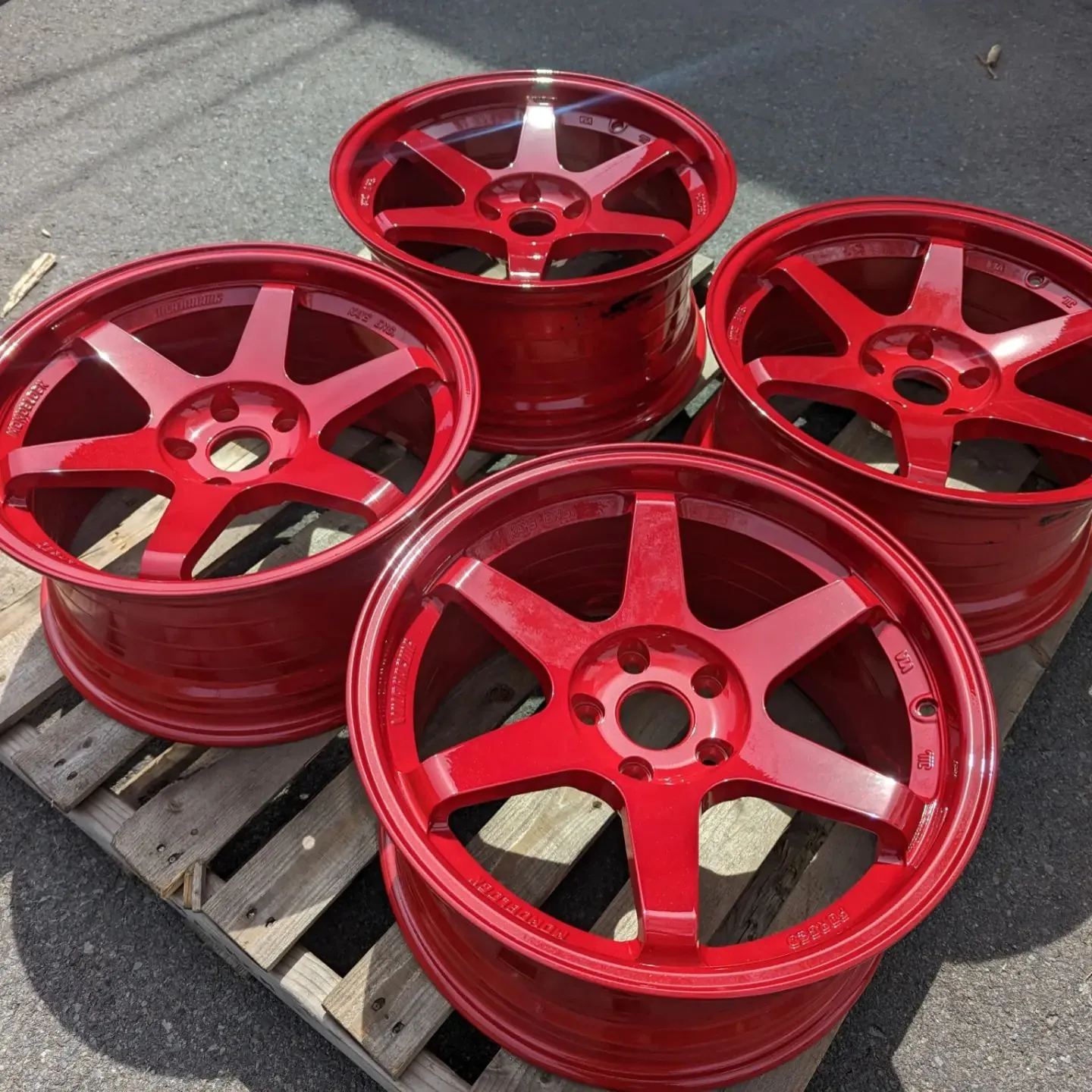 Red wheel powder coat